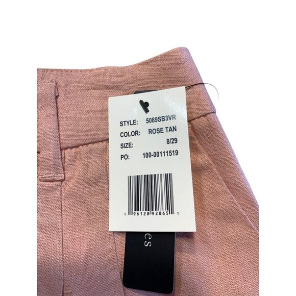 Violets & Roses Women's ESTILO Pleated Linen Blend Shorts Rose Tan Size 8/29 - Picture 8 of 8